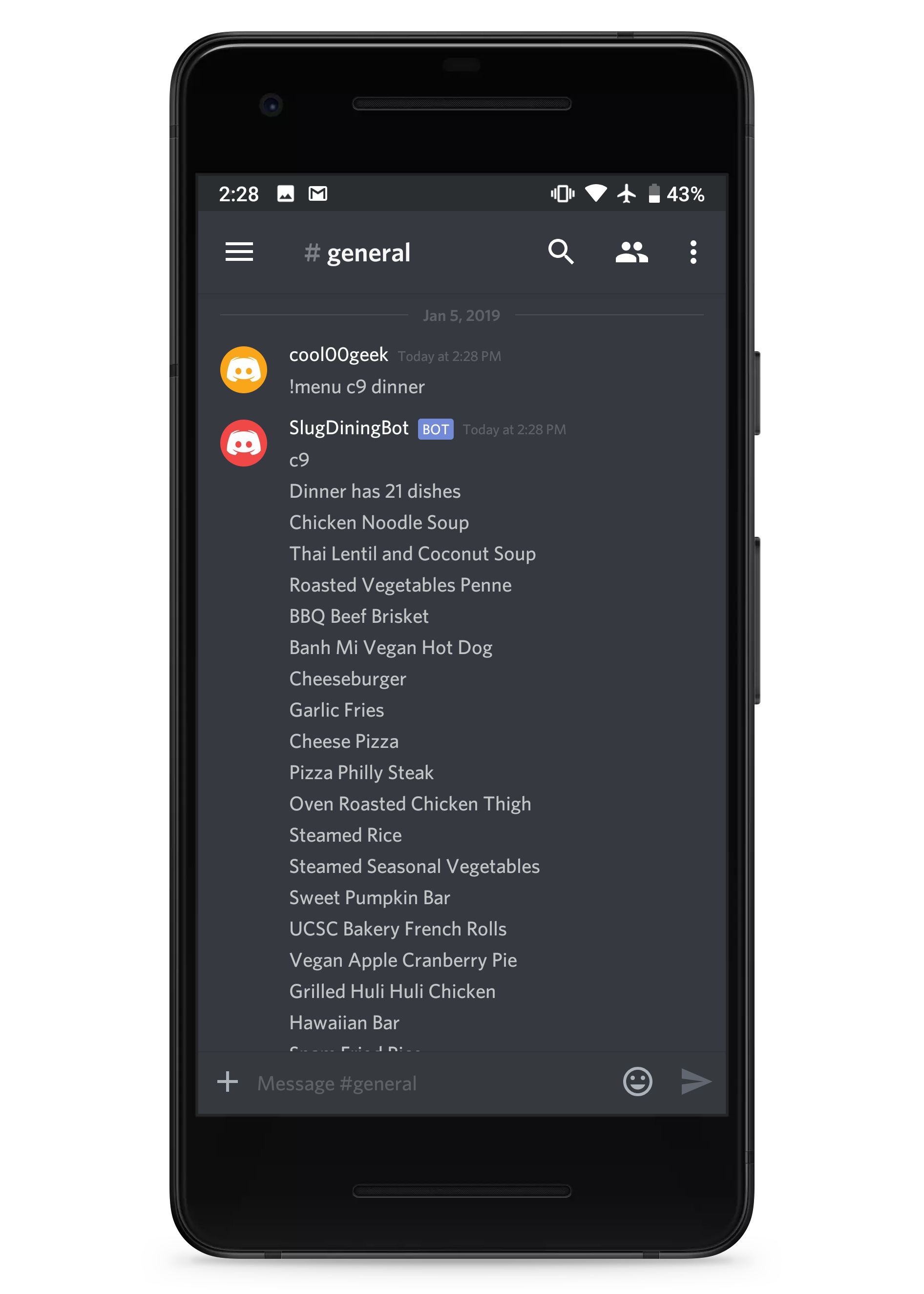 Android: Bot in Discord Server